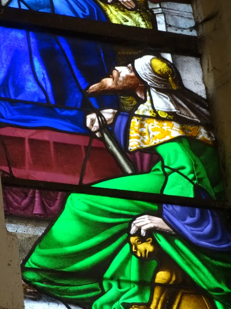 Vitrail Baie 103 : La Comparution de Jésus devant Caïphe dans l'Église Saint-Martin à Nonancourt