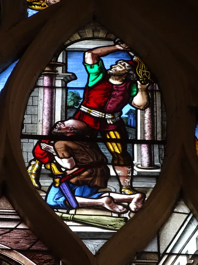 Vitrail Baie 103 : La Comparution de Jésus devant Caïphe dans l'Église Saint-Martin à Nonancourt