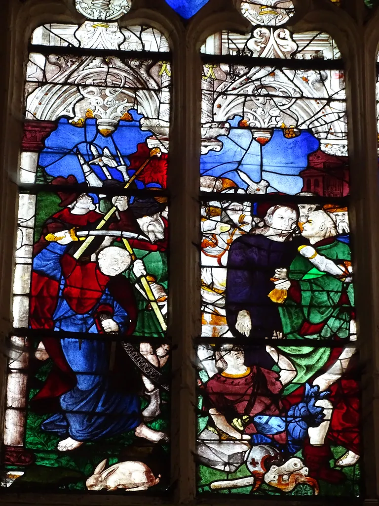 Vitrail Baie 105 : Le Baiser de Judas et l'Arrestation du Christ dans l'Église Saint-Martin à Nonancourt