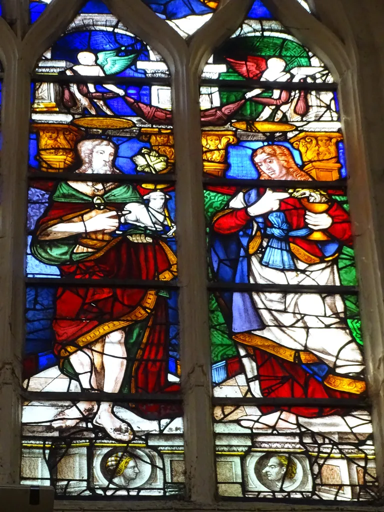 Vitrail Baie 106 : L'Apparition du Christ, St-Jean-l'Evangéliste et St-Jean-Baptiste dans l'Église de Nonancourt