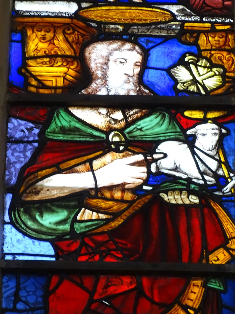 Vitrail Baie 106 : L'Apparition du Christ, St-Jean-l'Evangéliste et St-Jean-Baptiste dans l'Église de Nonancourt