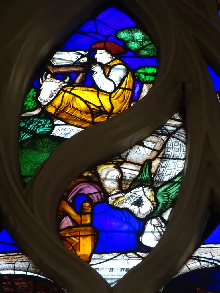 Vitrail Baie 106 : L'Apparition du Christ, St-Jean-l'Evangéliste et St-Jean-Baptiste dans l'Église de Nonancourt