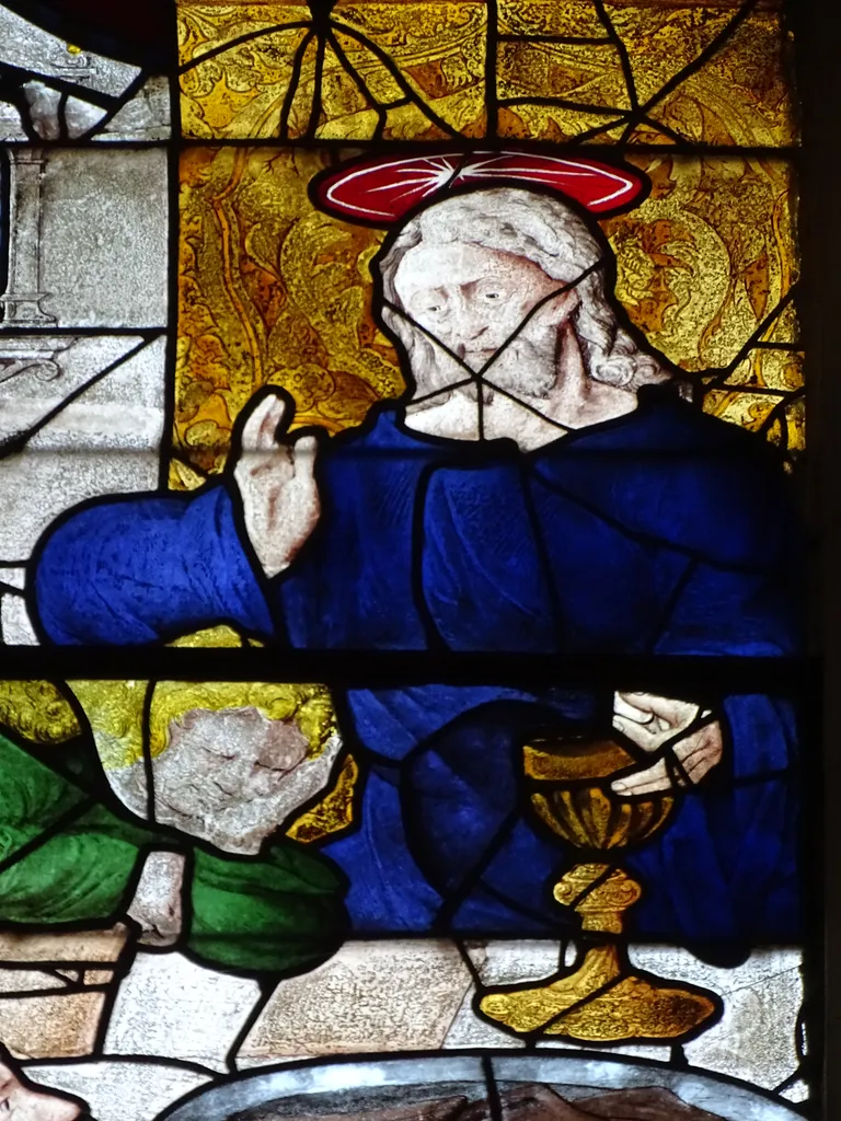 Vitrail Baie 107 : La Cène, La Messe de saint Grégoire dans l'Église Saint-Martin à Nonancourt
