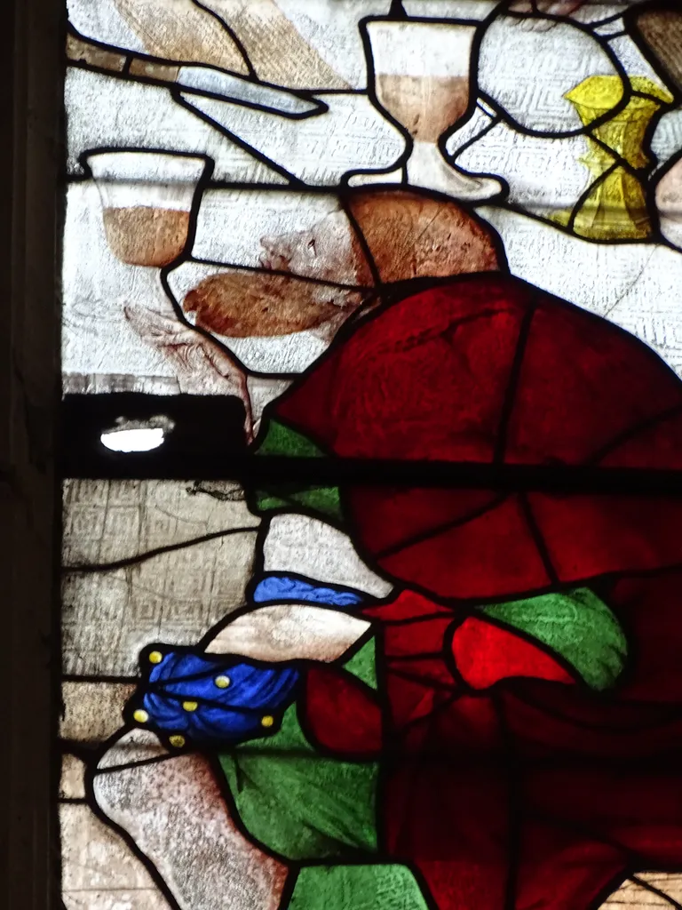 Vitrail Baie 107 : La Cène, La Messe de saint Grégoire dans l'Église Saint-Martin à Nonancourt