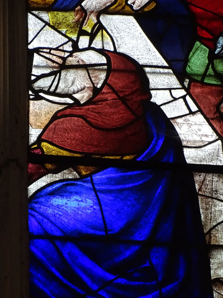 Vitrail Baie 107 : La Cène, La Messe de saint Grégoire dans l'Église Saint-Martin à Nonancourt