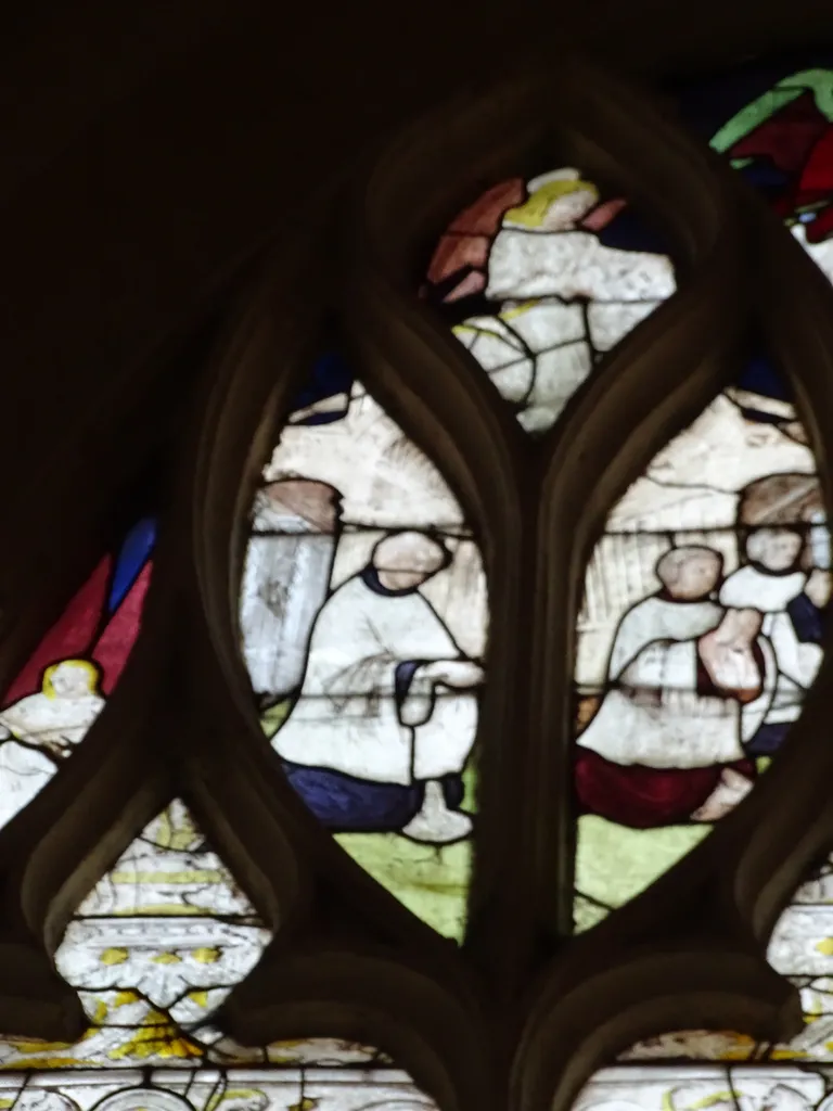 Vitrail Baie 107 : La Cène, La Messe de saint Grégoire dans l'Église Saint-Martin à Nonancourt