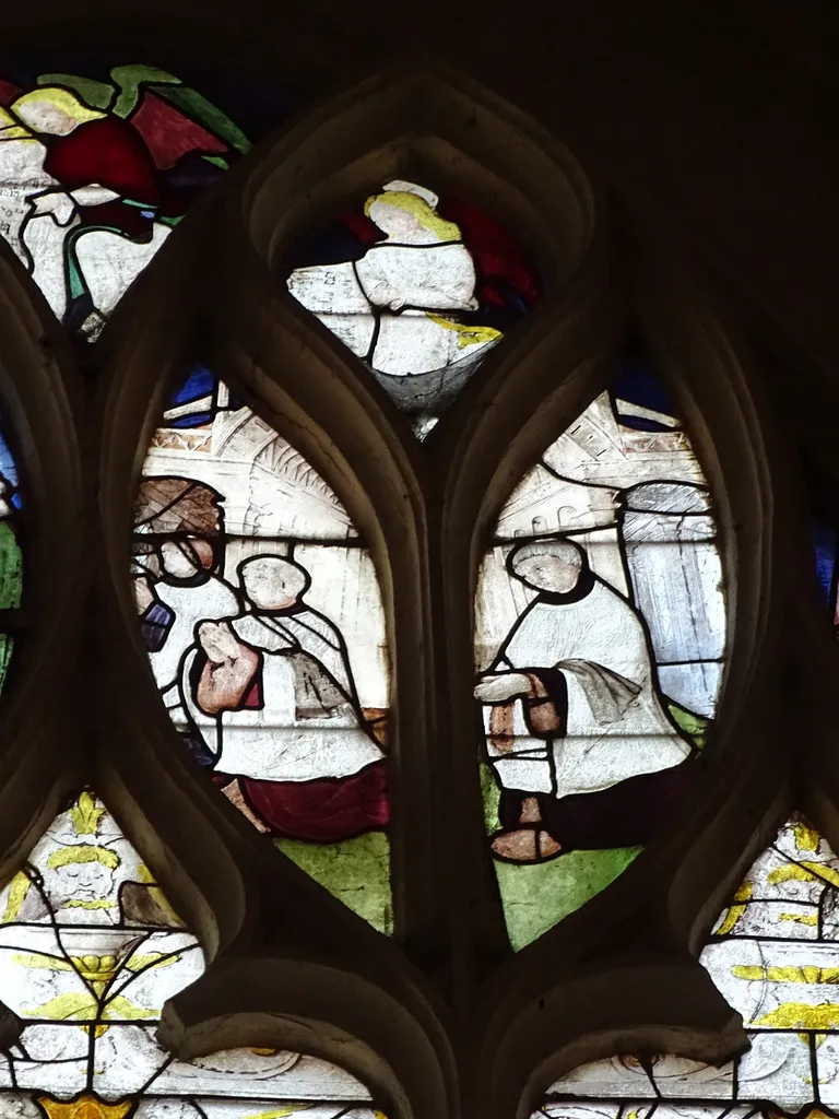 Vitrail Baie 107 : La Cène, La Messe de saint Grégoire dans l'Église Saint-Martin à Nonancourt