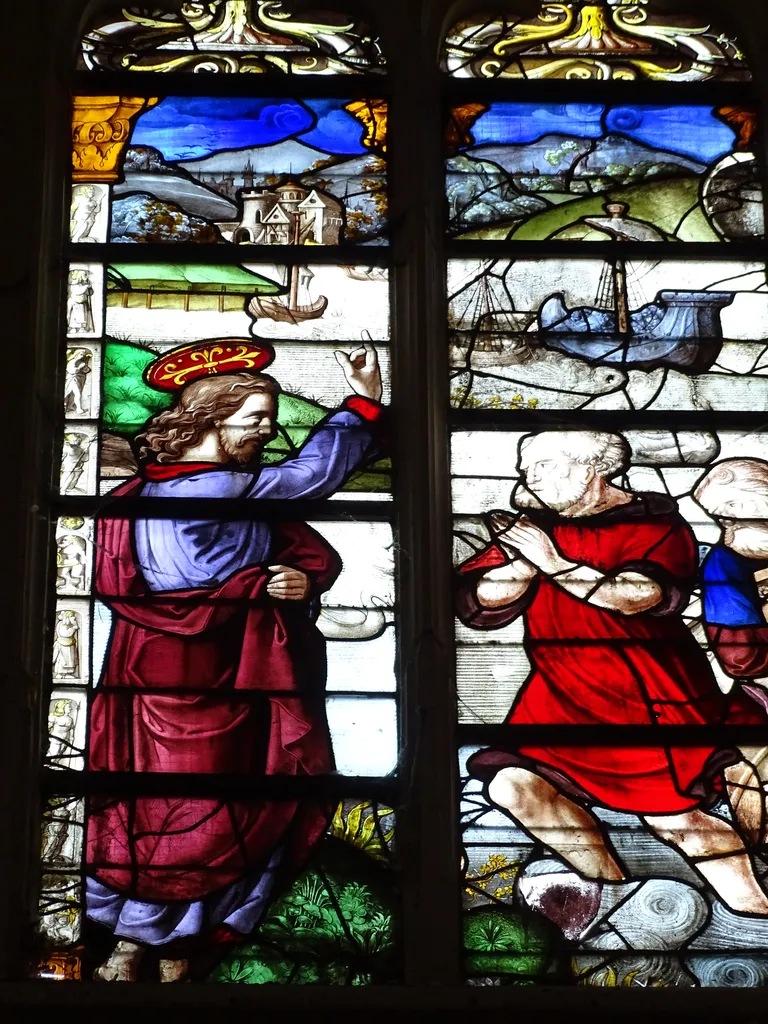 Vitrail Baie 110 : La Pêche miraculeuse dans l'Église Saint-Martin à Nonancourt