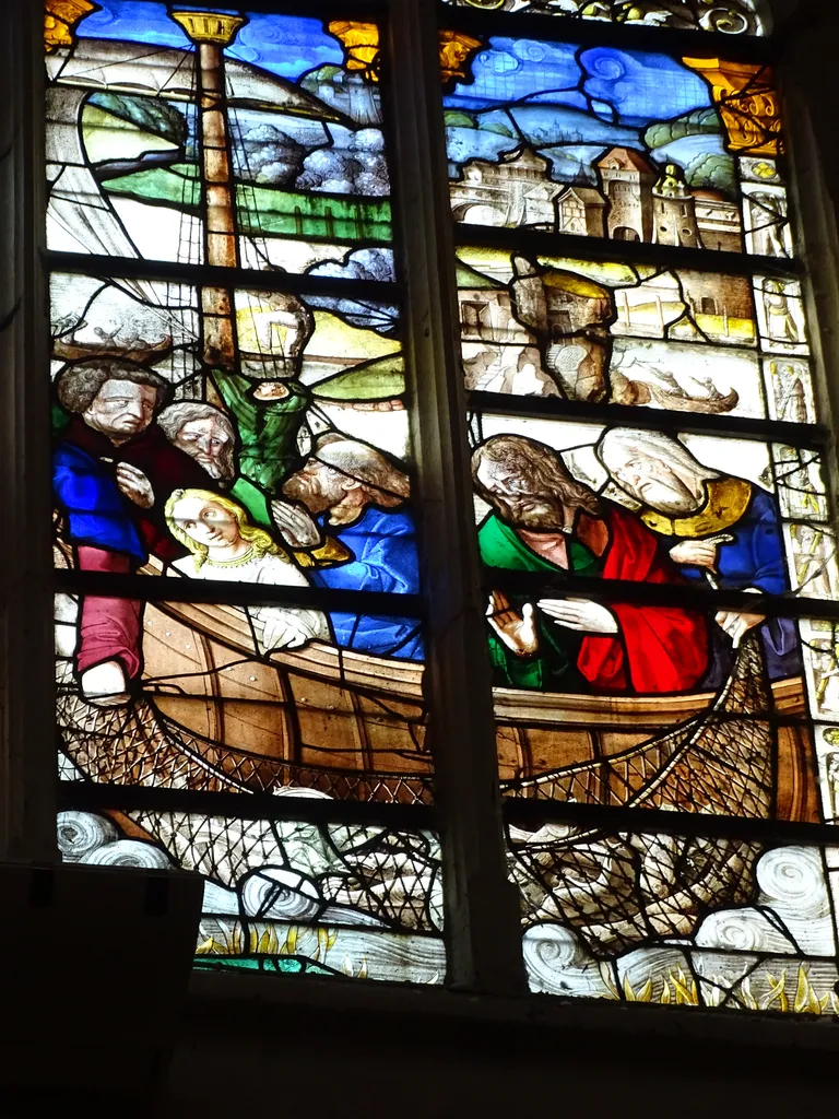 Vitrail Baie 110 : La Pêche miraculeuse dans l'Église Saint-Martin à Nonancourt
