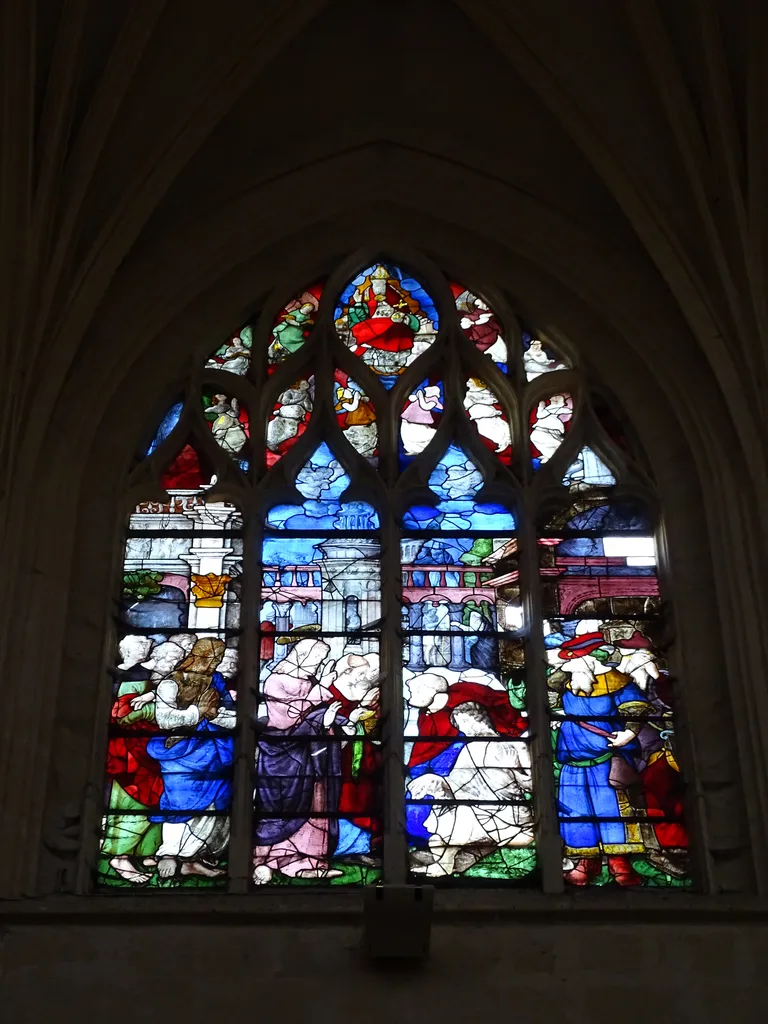 Vitrail Baie 111 : La Résurrection de Lazare dans l'Église Saint-Martin à Nonancourt