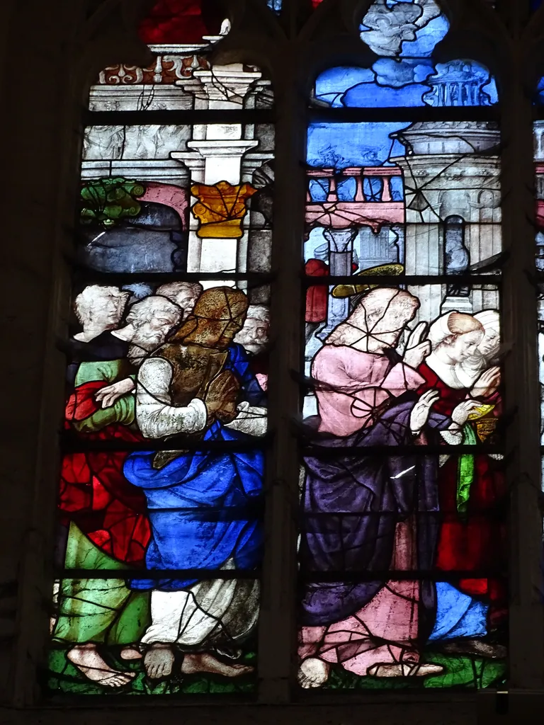 Vitrail Baie 111 : La Résurrection de Lazare dans l'Église Saint-Martin à Nonancourt
