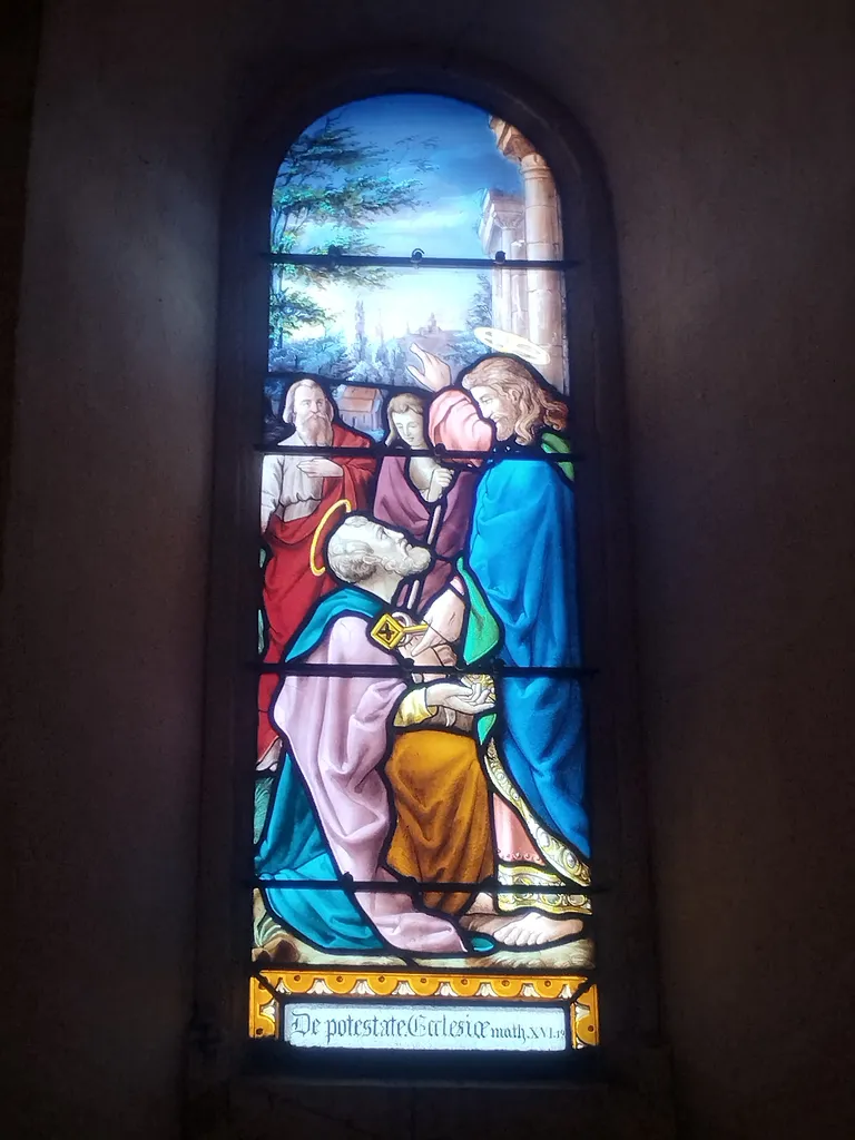 Vitrail Baie 3 : Le Pouvoir des clefs dans l'Église Saint-Ouen à Routot