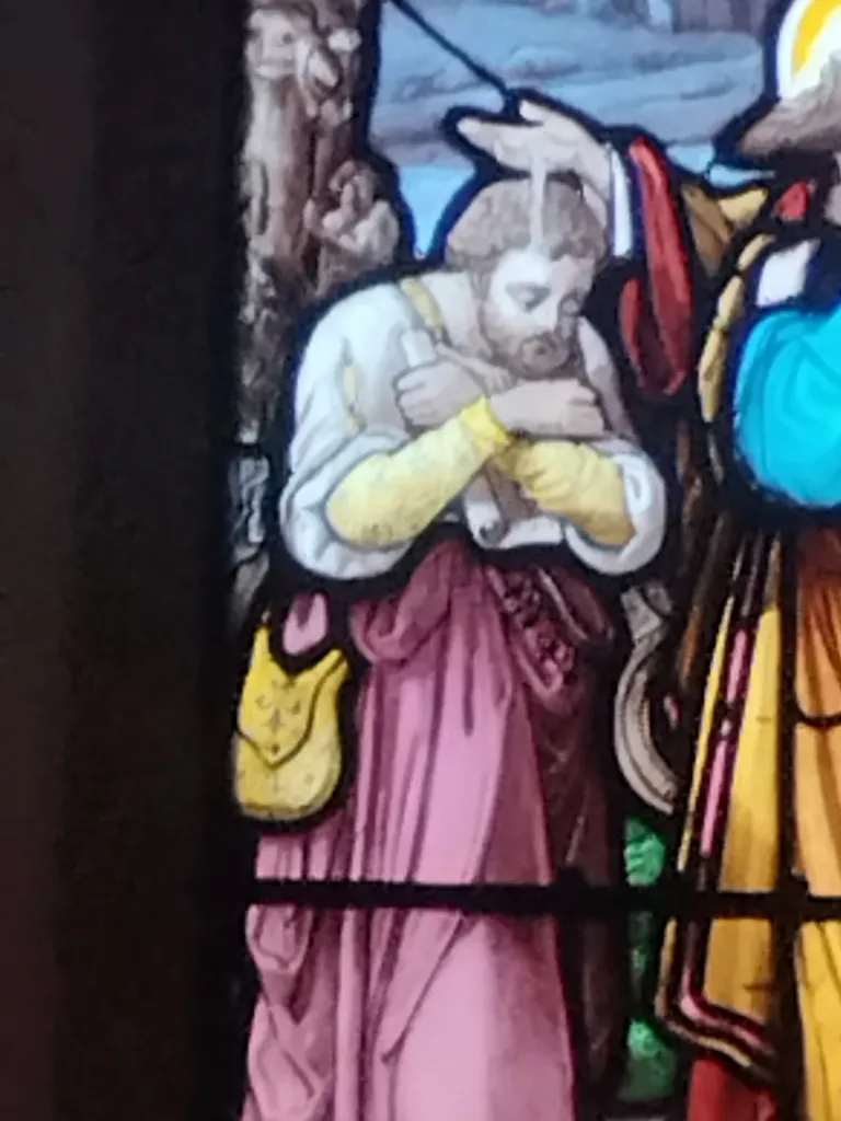 Vitrail Baie 7 : Sacrement du baptême dans l'Église Saint-Ouen à Routot
