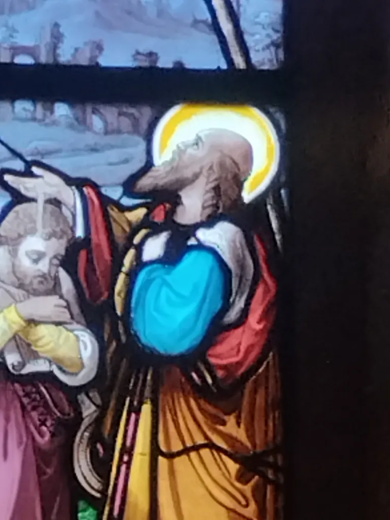 Vitrail Baie 7 : Sacrement du baptême dans l'Église Saint-Ouen à Routot