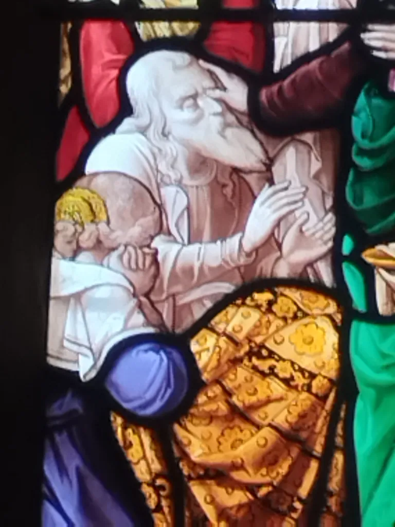 Vitrail Baie 8 : Sacrement de l'extrème onction dans l'Église Saint-Ouen à Routot
