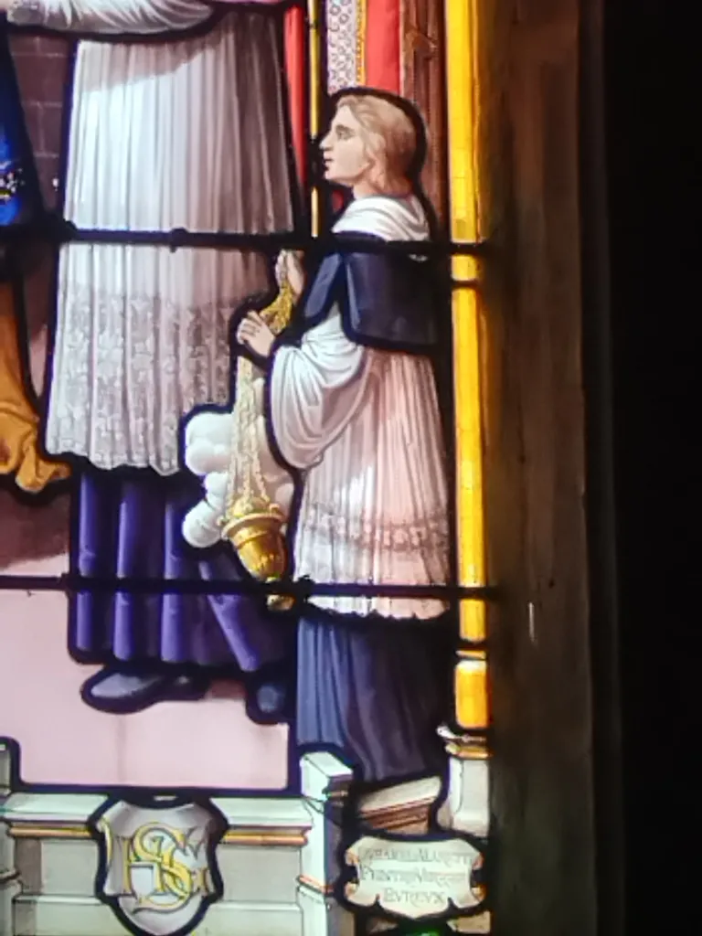 Vitrail Baie 16 : Scène de la vie de Saint-François-de-Sales dans l'Église Saint-Ouen à Routot