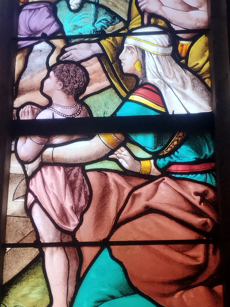Vitrail Baie 19 : Saint-Antoine distribuant ses biens aux pauvres dans l'Église Saint-Ouen à Routot