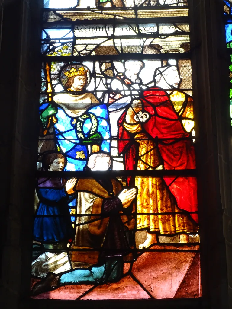 Vitrail Baie 10 : L'Eucharistie dans l'Église Sainte-Foy de Conches-en-Ouche