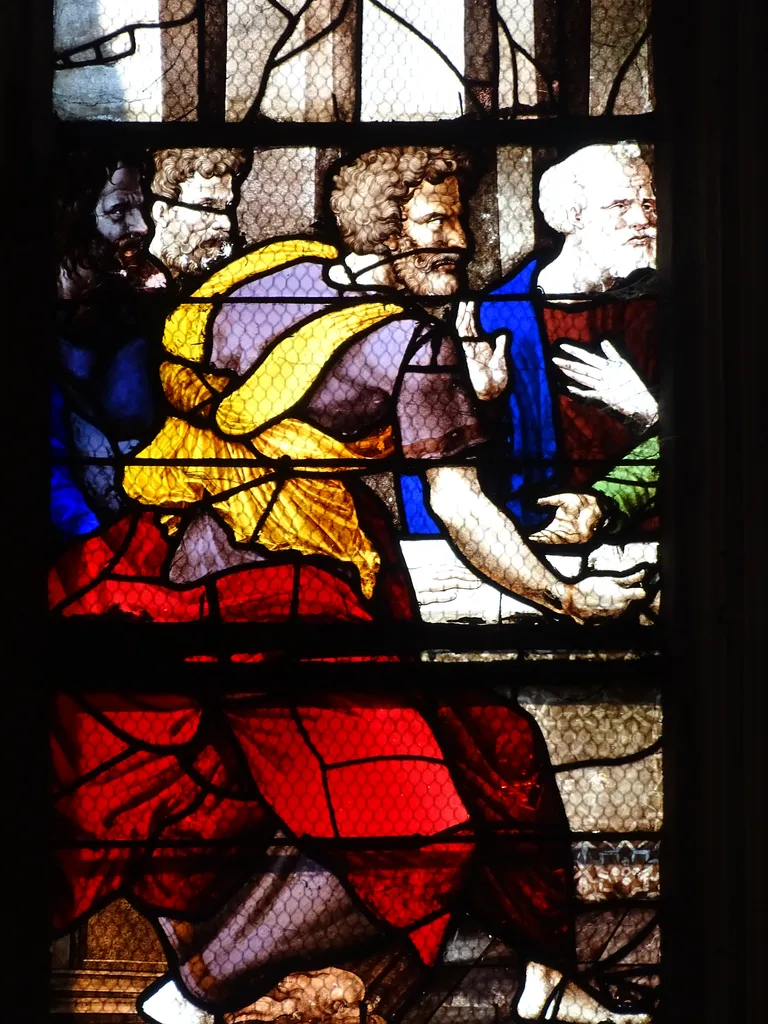 Vitrail Baie 12 : La Cène dans l'Église Sainte-Foy de Conches-en-Ouche