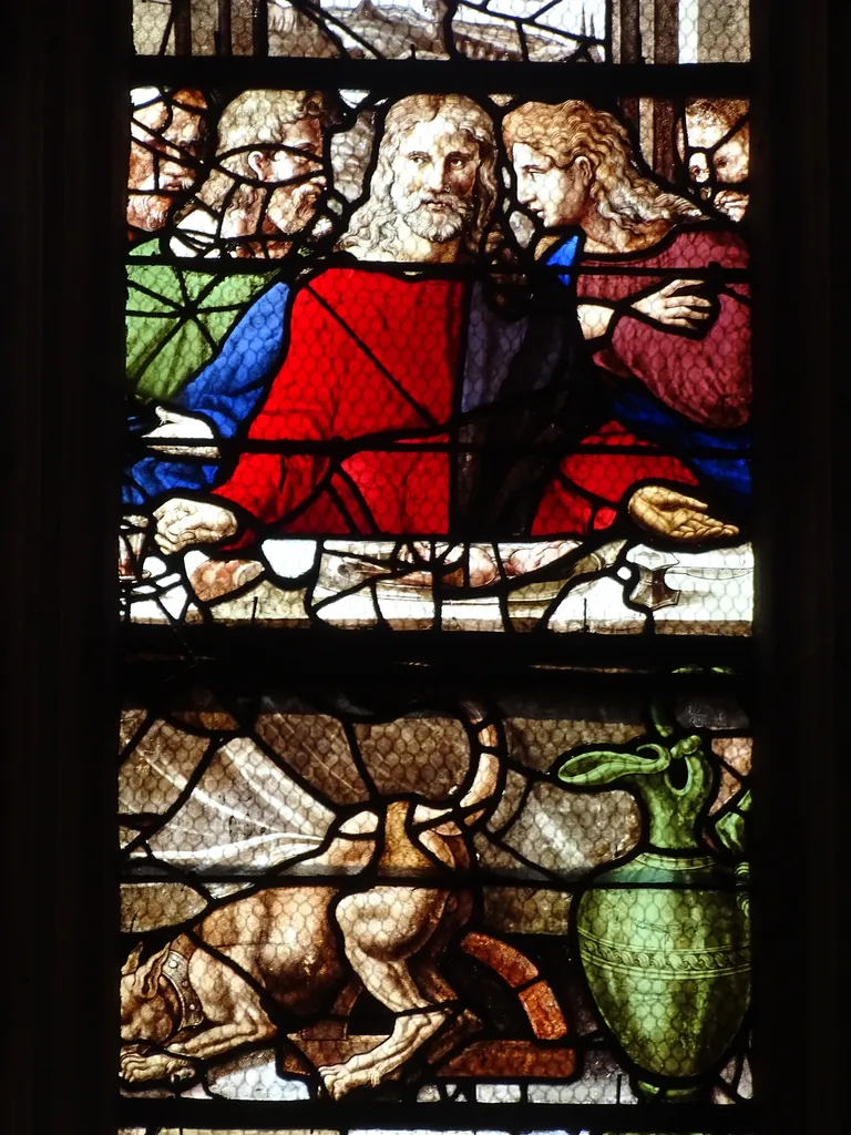 Vitrail Baie 12 : La Cène dans l'Église Sainte-Foy de Conches-en-Ouche