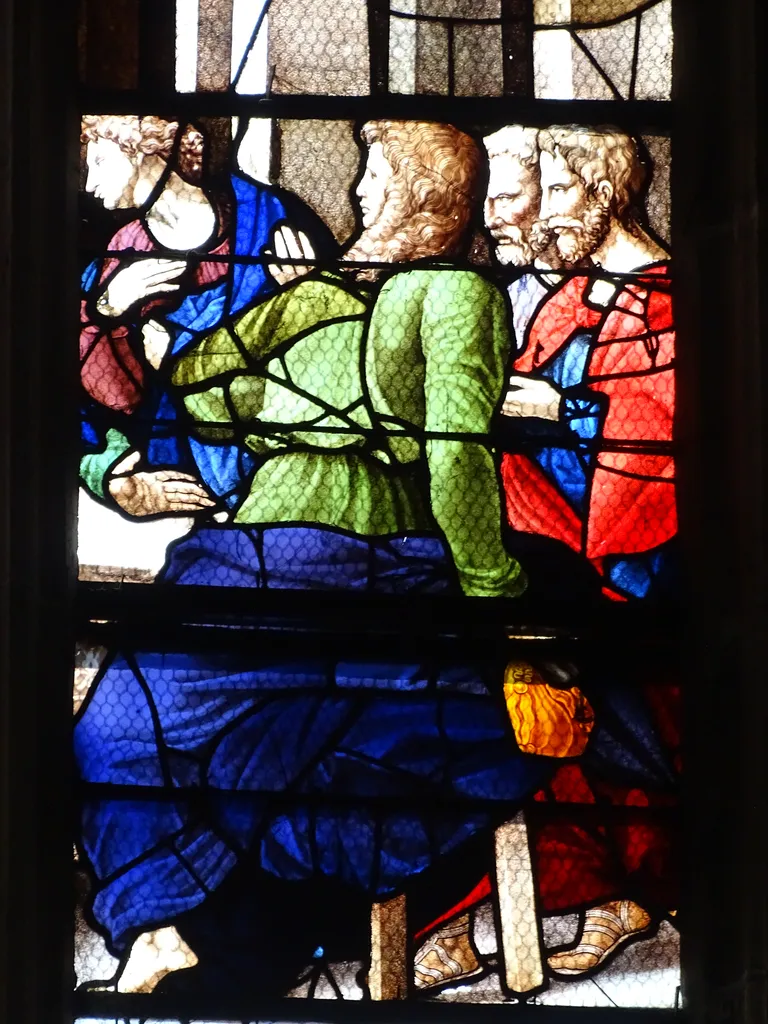 Vitrail Baie 12 : La Cène dans l'Église Sainte-Foy de Conches-en-Ouche
