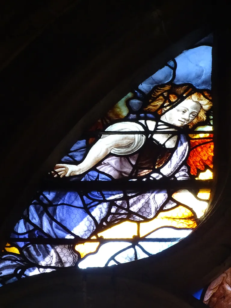 Vitrail Baie 14 : Le Pressoir mystique dans l'Église Sainte-Foy de Conches-en-Ouche