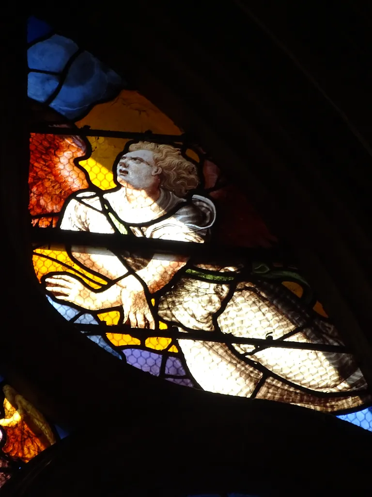 Vitrail Baie 14 : Le Pressoir mystique dans l'Église Sainte-Foy de Conches-en-Ouche
