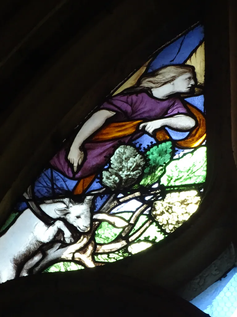 Vitrail Baie 18 : Le sacrifice d'Abraham dans l'Église Sainte-Foy de Conches-en-Ouche