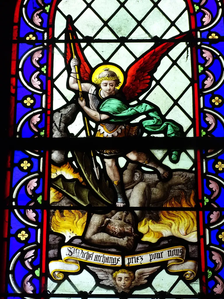 Vitrail Baie 5 : St-Michel Archange dans l'Église Saint-Germain à Heuqueville