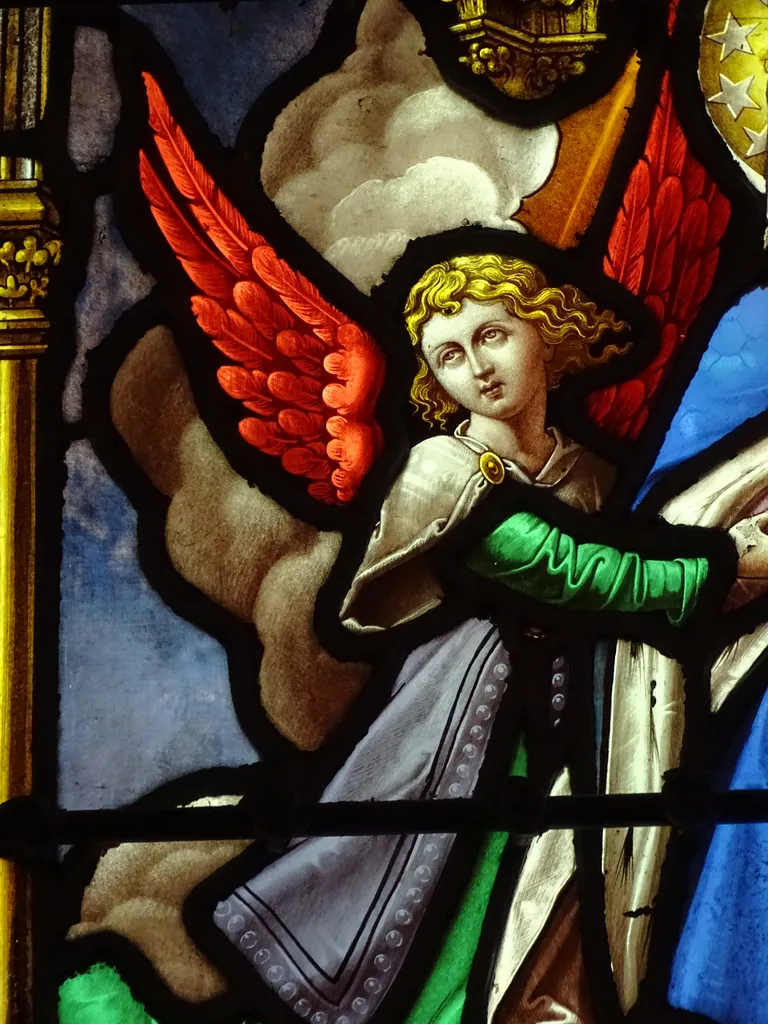 Vitrail Baie 7 : La Présentation au Temple, L'Assomption de la Vierge dans l'Église Saint-Germain à Heuqueville