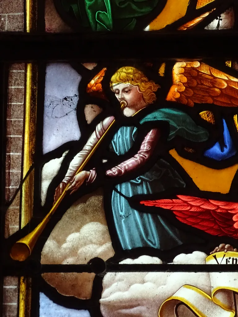 Vitrail Baie 7 : La Présentation au Temple, L'Assomption de la Vierge dans l'Église Saint-Germain à Heuqueville
