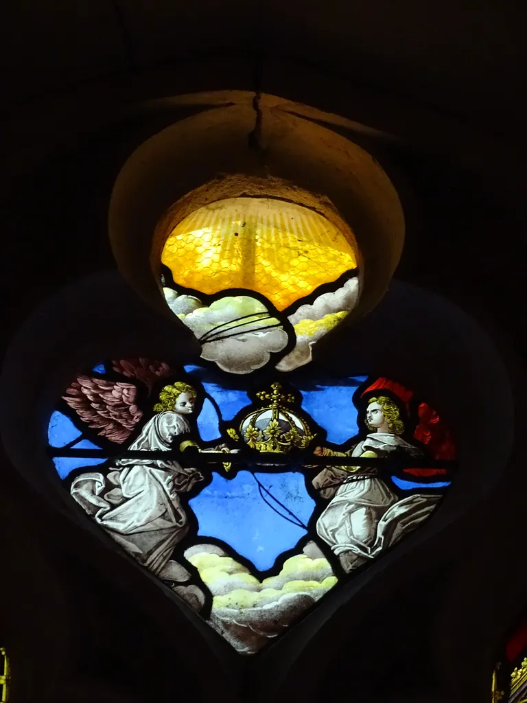 Vitrail Baie 7 : La Présentation au Temple, L'Assomption de la Vierge dans l'Église Saint-Germain à Heuqueville